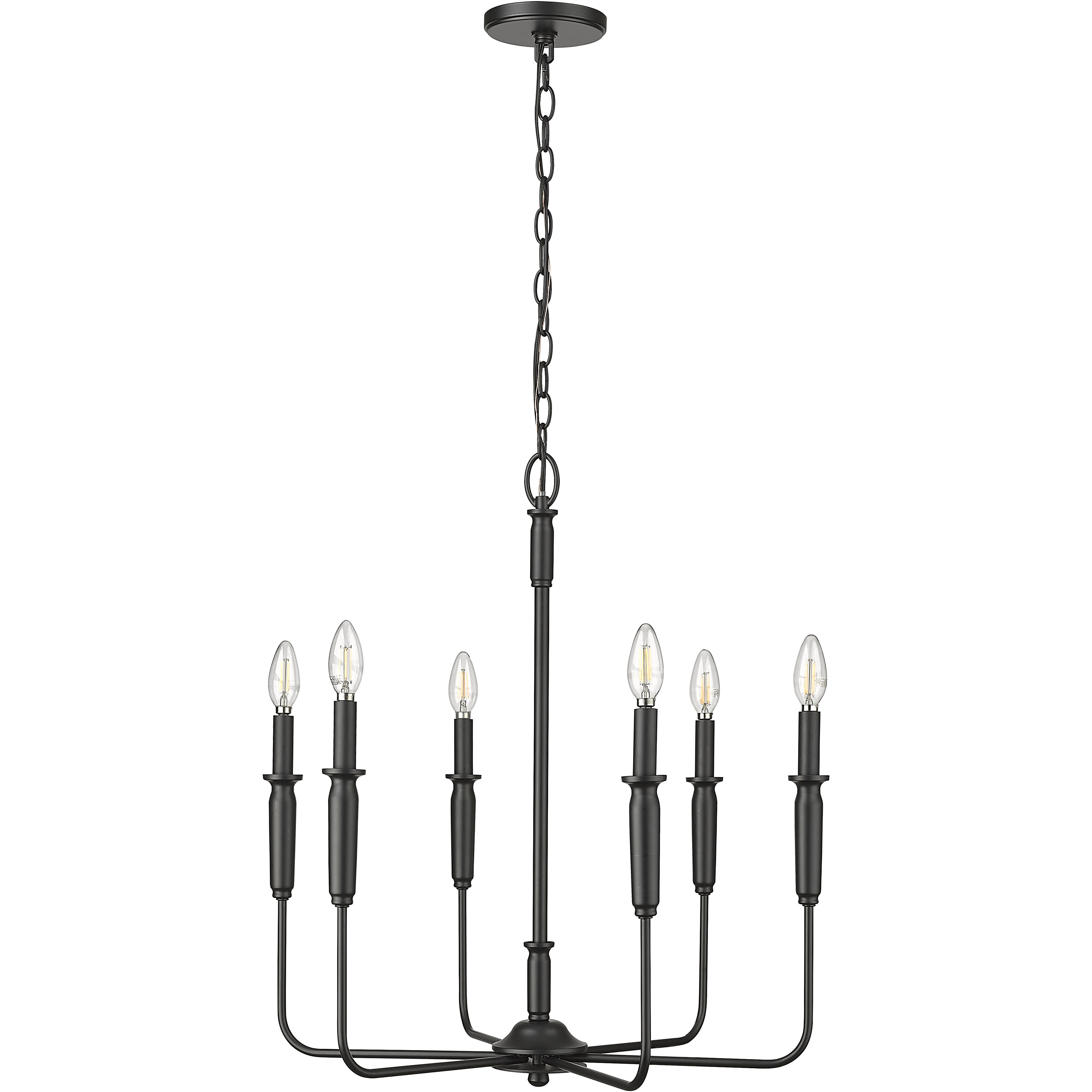 Savanne 6 Light 24.25 inch Matte Black Chandelier Ceiling Light